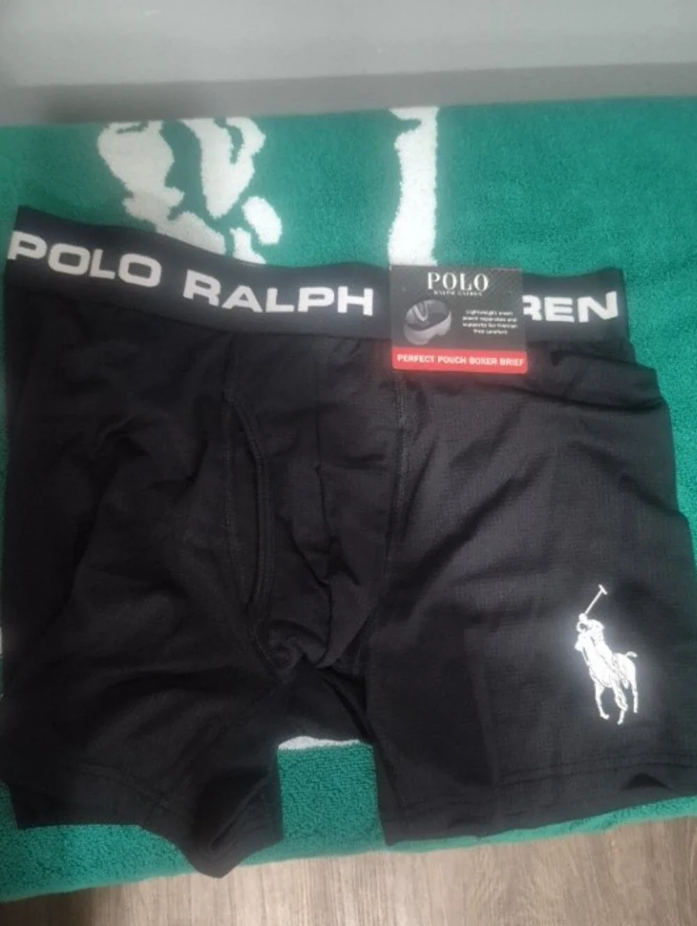 Polo Ralph Lauren PERFECT POUCH Black Boxer Briefs with White Logo (1PC)